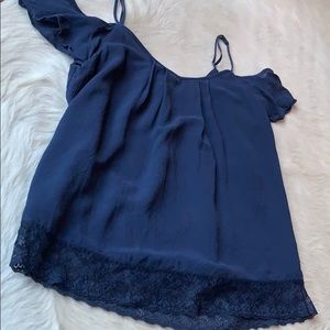 JOIE: Navy off the shoulder lace top size small